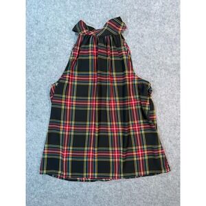 J.Crew Womens Red Green Black Plaid Halter Tie Neck Blouse Top Size‎ 6 Holiday